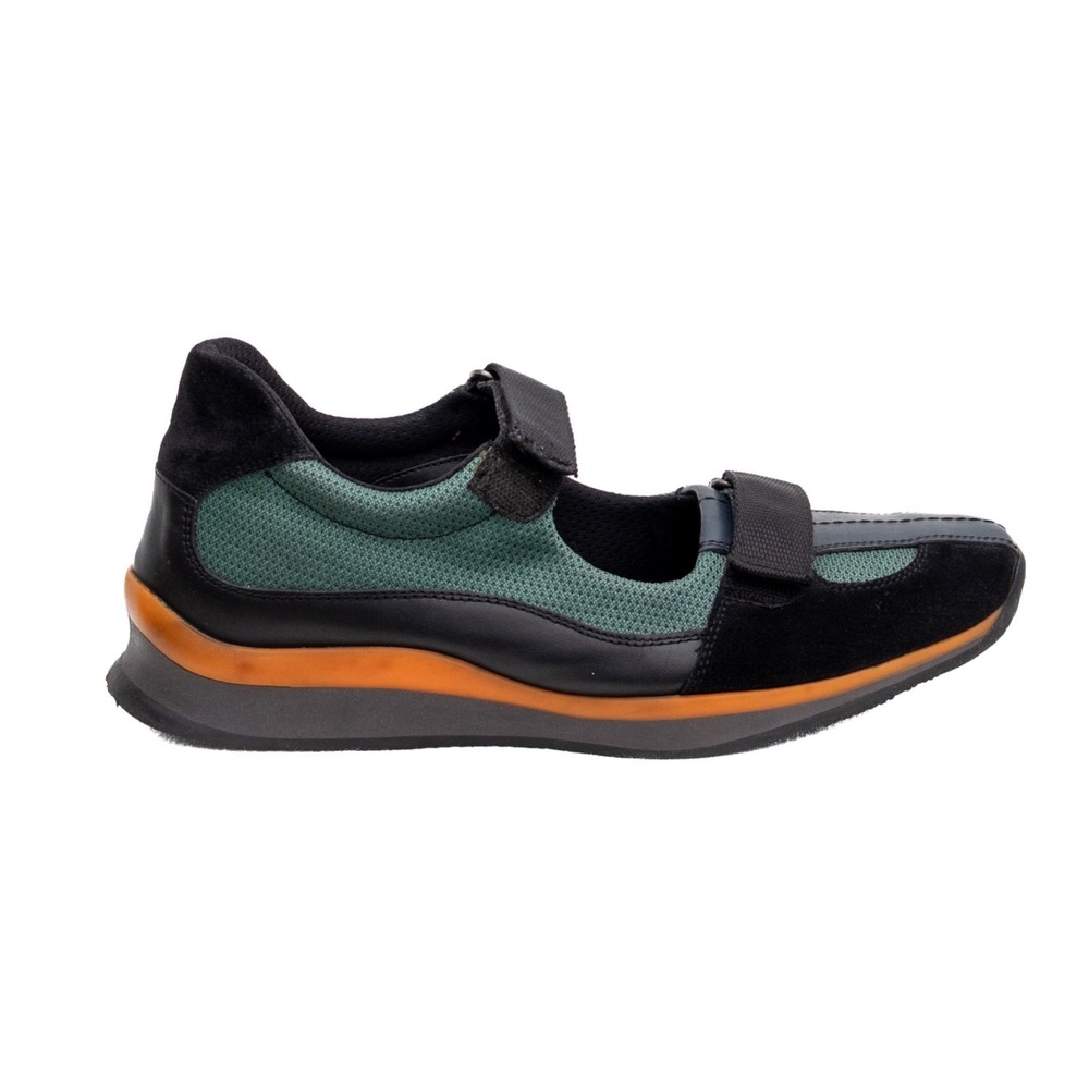 Prada Sport Vintage 2 Strap Nylon Mary Jane Sneakers "1982 US 10 Black Green - Picture 3 of 13